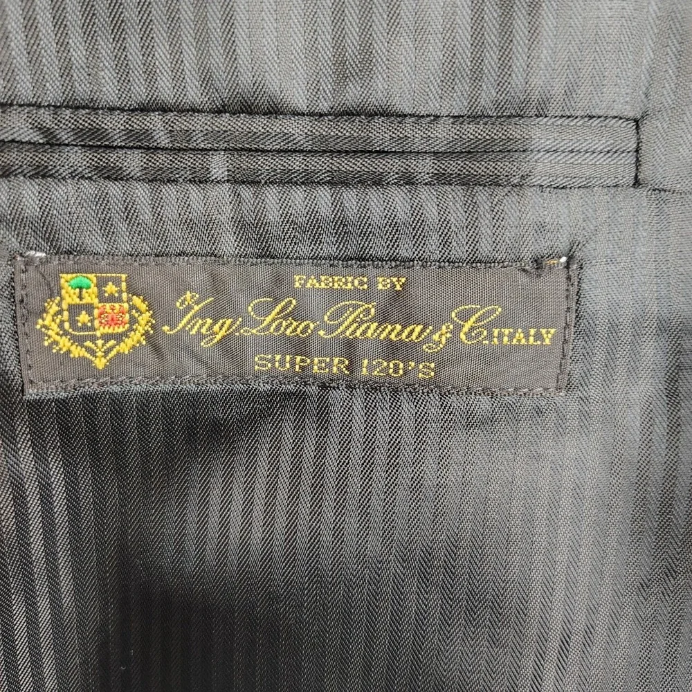 Vtg Loro Piana By Tallia‎ Uomo Pinstripe Mens Blazer 100% Wool 44R Pick Stitch